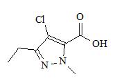 1-甲基-3-乙基-4-氯吡唑-5-甲酸； 
4-Chloro-3-ethyl-1-methyl-1H-pyrazole-5-carboxylic acid；
EMCA